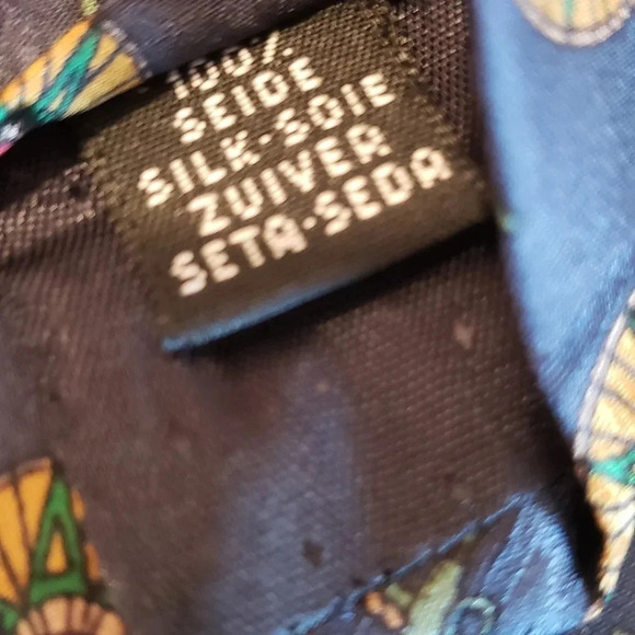 Luca Castelli Silk Nautical  Theme Tie Navy Blue Green Anchors Compass - Picture 11 of 12